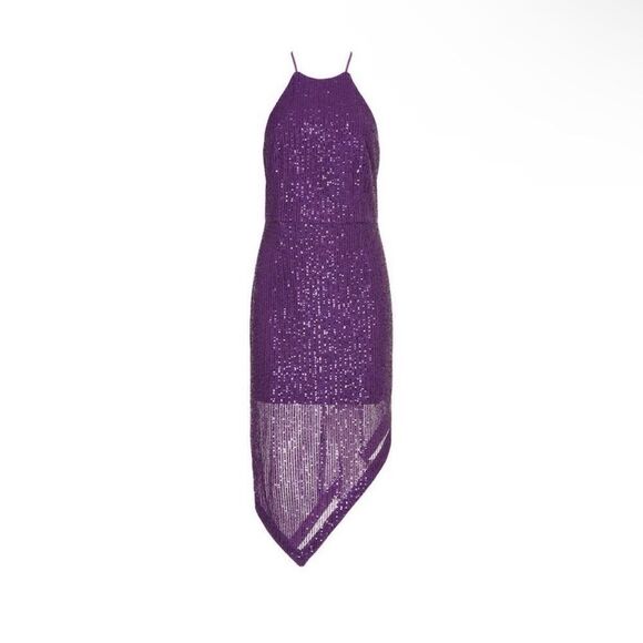TOCCIN X RTR | Purple Sequin Asymmetrical Dress Women’s Size 8 - Picture 14 of 14